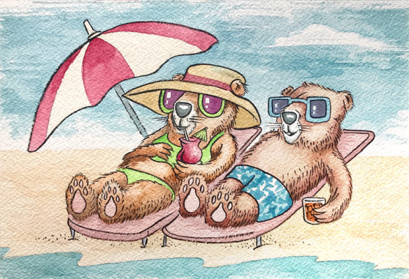 "2 Groundhogs on the Beach" by NYC Artist Jeremy Haines