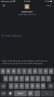 Slack Log-In Screen