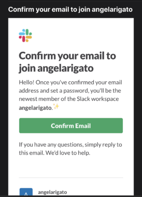 Slack Confirmation Email